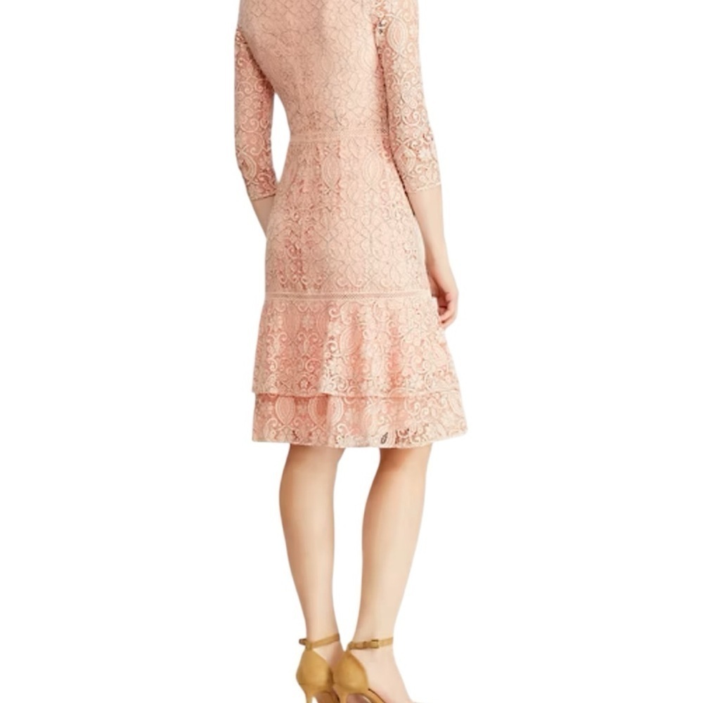 Lauren Ralph Lauren Lace Pink/Black Drop-Waist Dress Size 4 NWT - Picture 6 of 11